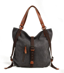Casual Canvas Leather Womens Mens Gray Tote Bag Shoulder Bag Khaki Tote Purse For Women - imessengerbags