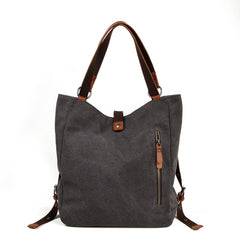 Casual Canvas Leather Womens Mens Gray Tote Bag Shoulder Bag Khaki Tote Purse For Women - imessengerbags