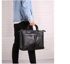 Vintage Fashion Leather Mens 13inch Briefcase Laptop Shoulder Bag Business Bag Handbag For Men - imessengerbags
