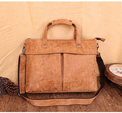 Vintage Fashion Leather Mens 13inch Briefcase Laptop Shoulder Bag Business Bag Handbag For Men - imessengerbags