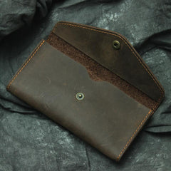 Vintage Mens Leather Long Wallet Envelope Long Wallet Phone Clutch Wallet For Men