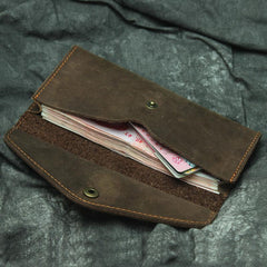 Vintage Mens Leather Long Wallet Envelope Long Wallet Phone Clutch Wallet For Men