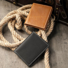Casual Mens Black Short Card License Wallet Brown Bifold Card Wallet Card Holder For Men - imessengerbags
