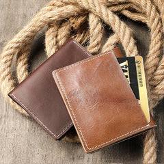 Casual Mens Black Short Card License Wallet Brown Bifold Card Wallet Card Holder For Men - imessengerbags