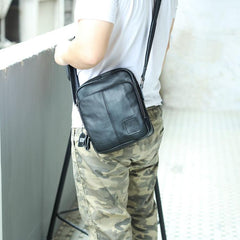 Casual Leather Brown Mens Vintage Small Side Bag Vertical Messenger Bag Shoulder Bags For Men - imessengerbags