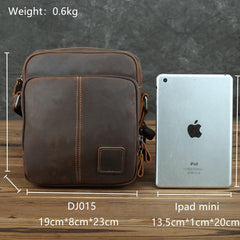 Casual Leather Brown Mens Vintage Small Side Bag Vertical Messenger Bag Shoulder Bags For Men - imessengerbags