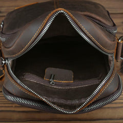 Casual Leather Brown Mens Vintage Small Side Bag Vertical Messenger Bag Shoulder Bags For Men - imessengerbags