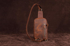 Casual Leather Chest Bag Sling Bag Crossbody Sling Bag Hiking Sling Bag For Men