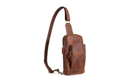 Casual Leather Chest Bag Sling Bag Crossbody Sling Bag Hiking Sling Bag For Men