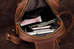 Casual Leather Chest Bag Sling Bag Crossbody Sling Bag Hiking Sling Bag For Men
