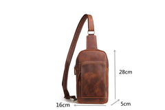 Casual Leather Chest Bag Sling Bag Crossbody Sling Bag Hiking Sling Bag For Men