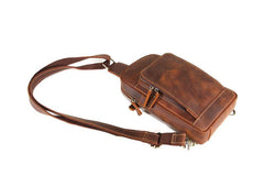Casual Leather Chest Bag Sling Bag Crossbody Sling Bag Hiking Sling Bag For Men