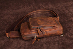 Casual Leather Chest Bag Sling Bag Crossbody Sling Bag Hiking Sling Bag For Men