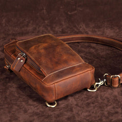 Casual Leather Chest Bag Sling Bag Crossbody Sling Bag Hiking Sling Bag For Men
