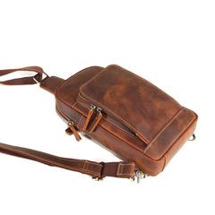 Casual Leather Chest Bag Sling Bag Crossbody Sling Bag Hiking Sling Bag For Men