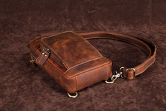 Casual Leather Chest Bag Sling Bag Crossbody Sling Bag Hiking Sling Bag For Men