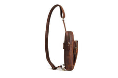 Casual Leather Chest Bag Sling Bag Crossbody Sling Bag Hiking Sling Bag For Men