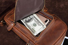 Casual Leather Chest Bag Sling Bag Crossbody Sling Bag Hiking Sling Bag For Men