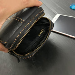 Cool Black Leather Men's Biker Belt Pouch Belt Bag Small Biker Side Bag For Men - imessengerbags