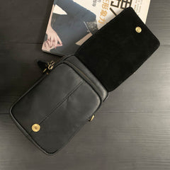 Cool Black Leather Men's Biker Belt Pouch Belt Bag Small Biker Side Bag For Men - imessengerbags