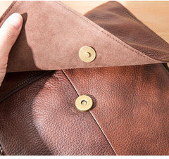 Casual Leather Mens 8 inches Vertical Side Bag Brown Messenger Bags Postman Bag for Men - imessengerbags