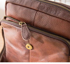 Casual Leather Mens 8 inches Vertical Side Bag Brown Messenger Bags Postman Bag for Men - imessengerbags