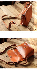 Casual Small Leather Mens Black Side Bag Brown Postman Bag Messenger Bag For Men - imessengerbags