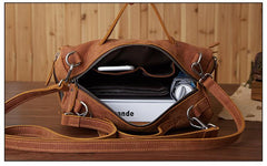 Casual Leather Mens Brown Messenger Bag Travel Bag Handbag Shoulder Bag for Men - imessengerbags