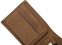 Vintage Leather Mens Slim Small Wallet billfold Bifold Wallet Front Pocket Wallet Driving License Wallet for Men - imessengerbags