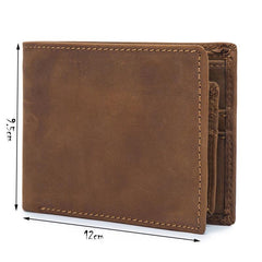 Vintage Leather Mens Slim Small Wallet billfold Bifold Wallet Front Pocket Wallet Driving License Wallet for Men - imessengerbags