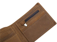 Vintage Leather Mens Slim Small Wallet billfold Bifold Wallet Front Pocket Wallet Driving License Wallet for Men - imessengerbags