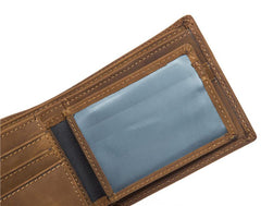 Vintage Leather Mens Slim Small Wallet billfold Bifold Wallet Front Pocket Wallet Driving License Wallet for Men - imessengerbags