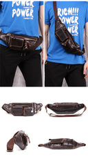 Cool Brown Leather Men's Fanny Pack Hip Pack Waist Bag Chest Bag For Men