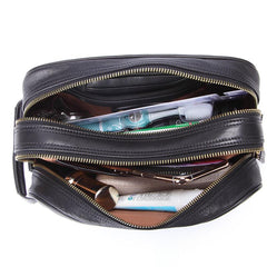 Casual Black Leather Men's Wristlet Bag Double Zipper Clutch Bag For Men - imessengerbags