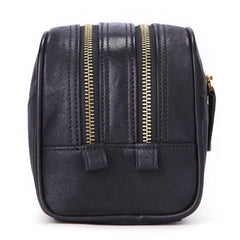 Casual Black Leather Men's Wristlet Bag Double Zipper Clutch Bag For Men - imessengerbags