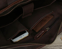 Vintage Mens Leather 14inch Laptop Briefcase Handbag Work Bag Business Bag Shoulder Bag For Men - imessengerbags