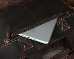 Vintage Mens Leather 14inch Laptop Briefcase Handbag Work Bag Business Bag Shoulder Bag For Men - imessengerbags