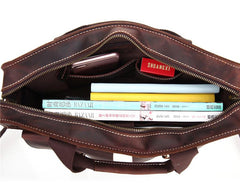 Vintage Mens Leather 14inch Laptop Briefcase Handbag Work Bag Business Bag Shoulder Bag For Men - imessengerbags