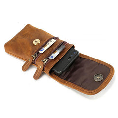 Casual Retro Brown Leather Cell Phone HOLSTER Belt Pouches for Men Waist Bags BELT BAG For Men