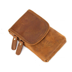 Casual Retro Brown Leather Cell Phone HOLSTER Belt Pouches for Men Waist Bags BELT BAG For Men