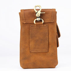 Casual Retro Brown Leather Cell Phone HOLSTER Belt Pouches for Men Waist Bags BELT BAG For Men