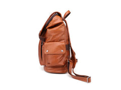 Cool Brown Black Leather Men's Backpack College Backpack 13inch Laptop Backpack For Men - imessengerbags