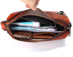 dopp kits men Leather Toiletry Bag for Men Cool Brown Leather Men's Clutch Bag Leather Dopp Kit Bag