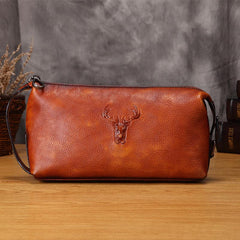 dopp kit for men Leather Toiletry Bag for Men Cool Brown Leather Men's Clutch Bag Leather Dopp Kit Bag
