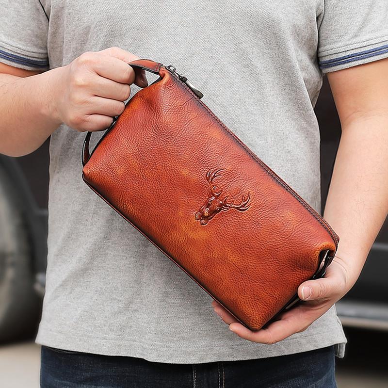 Leather new arrivals men clutch