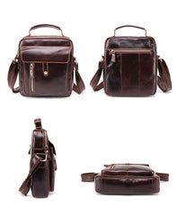 Fashion Brown Leather Men's Small Vertical Courier Bag Messenger Bag Side Bag For Men