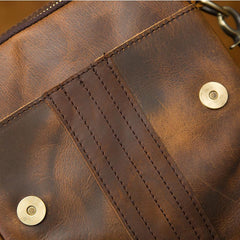 Vintage Brown Leather Mens Small Vertical Side Bags Courier Bag Messenger Bag For Men - imessengerbags