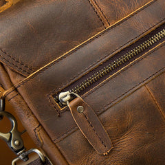 Vintage Brown Leather Mens Small Vertical Side Bags Courier Bag Messenger Bag For Men - imessengerbags