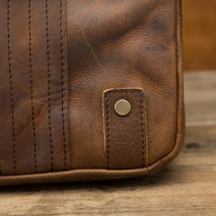 Vintage Brown Leather Mens Small Vertical Side Bags Courier Bag Messenger Bag For Men - imessengerbags