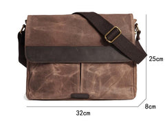 Casual Waxed Canvas Leather Brown Men's Side Bag Shoulder Bag Messenger Bag For Men